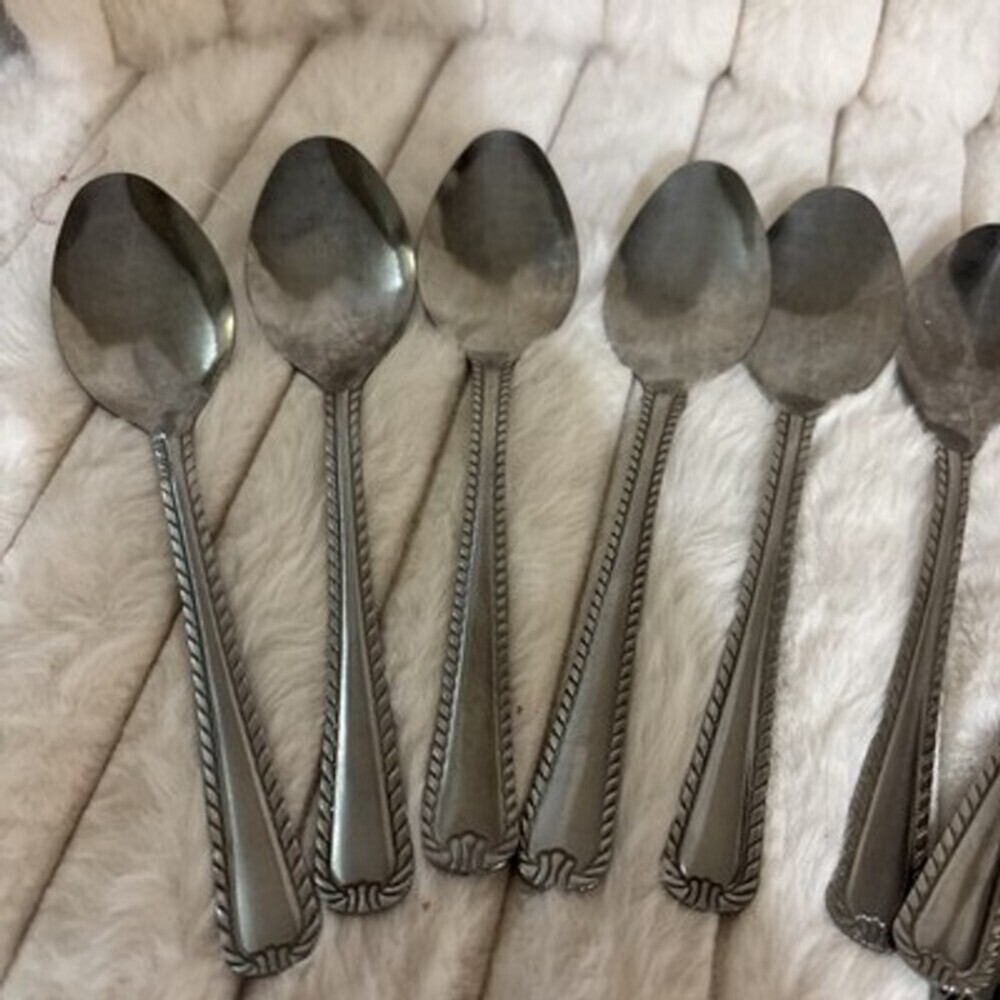 Unbranded Braided Rope Edge Stainless China Place Soup Spoons Lot of 10